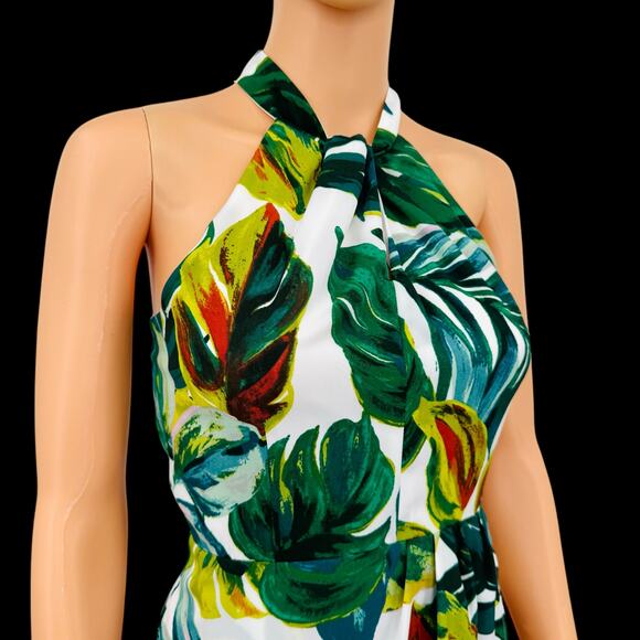 Julia Jordan Womens Knot-Neck Tulip Hem Midi Dress Tropical Print Size 2 $129 - Picture 6 of 13